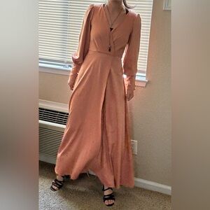 Vintage satin orange Dress Wedding Guest size small